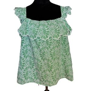LOFT Green and White Blouse with Elegant Design